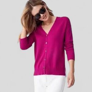 J.McLaughlin Annalyse 100% Cashmere Cardigan Sweater Fuchsia Pink Size Large NWT